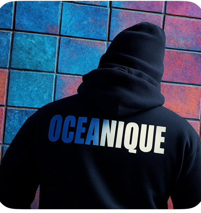 “Bold Branding: Turquoise & White Hoodie